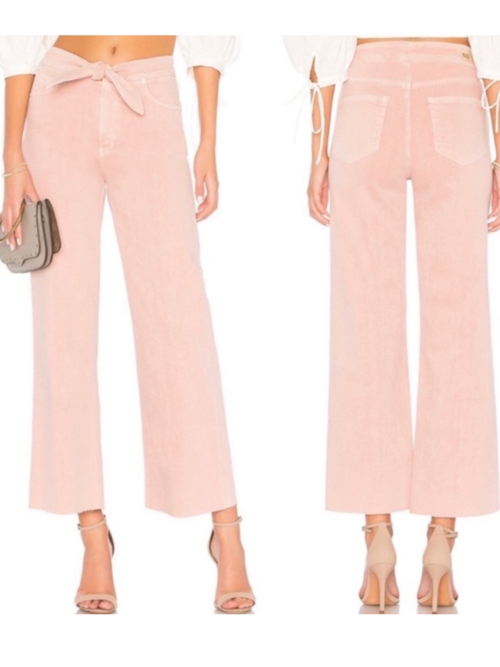 Paige Nellie Culotte‎ Tie Front Blush Pink Jeans Size 26